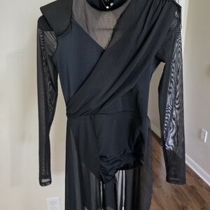 Weissman Black Sheer Long Sleeve Dress